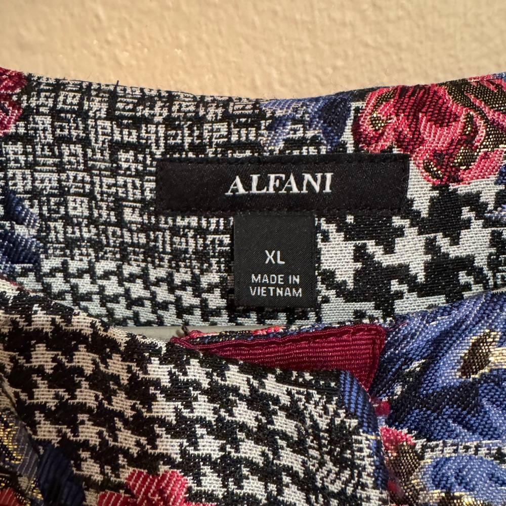 Alfani Glamorous Pink Floral Plaid Bell-Sleeve Jacket/Top with Shimmer - Picture 4 of 7